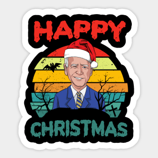 Retro Joe Biden Funny Halloween Happy Christmas Santa Hat Sticker